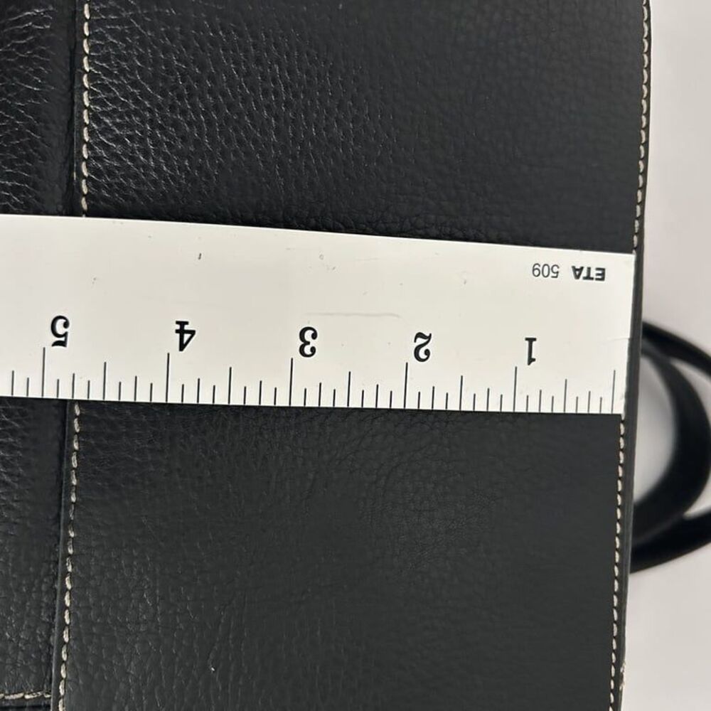 Dooney & Bourke Pebbled Leather Drawstring Tote Satchel Black Contrast Stitch - Picture 15 of 15